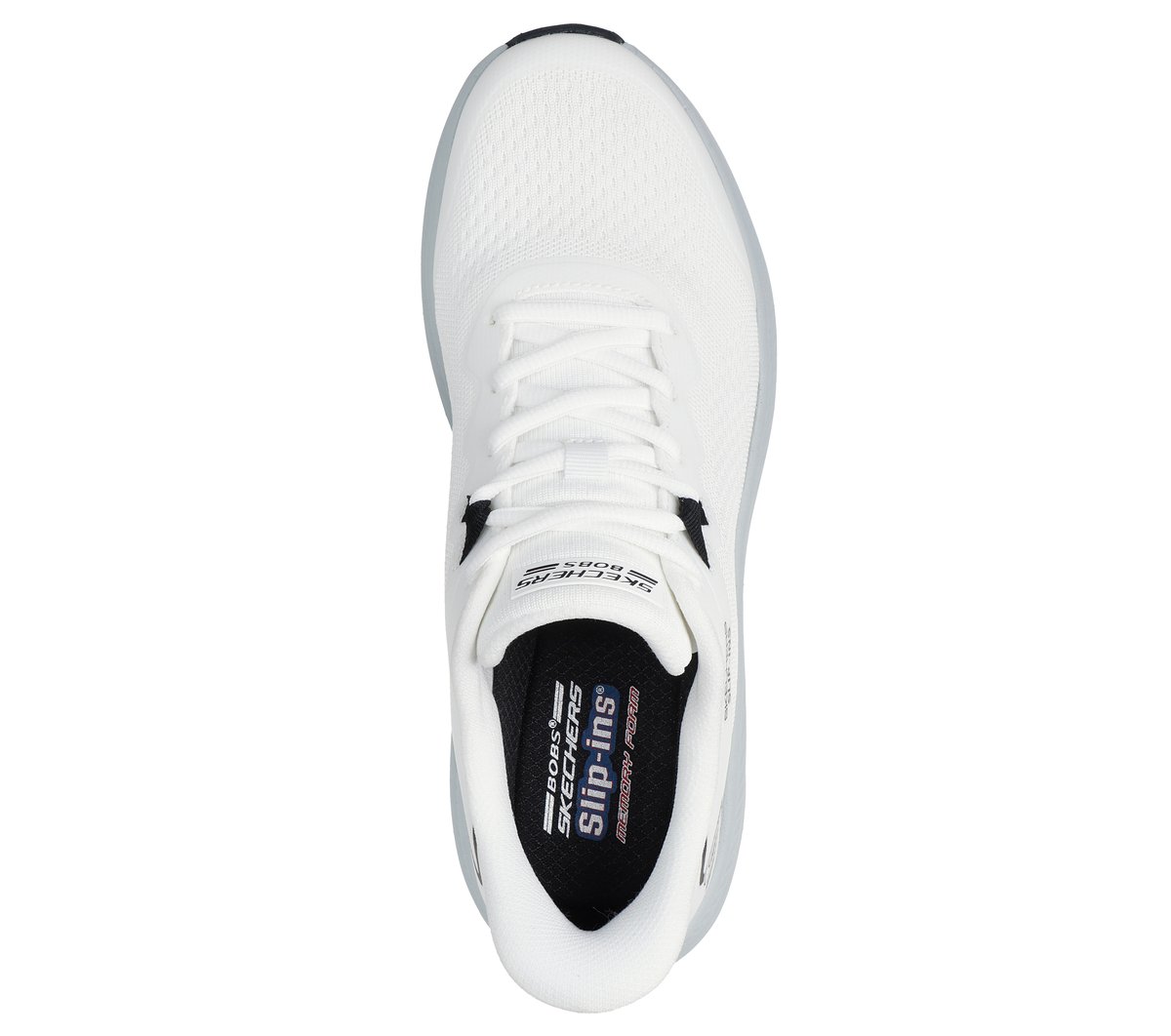 Skechers Slip-ins: BOBS Skillz Chaussures Moyen Width en Blanc/Gris, Lavable en machine