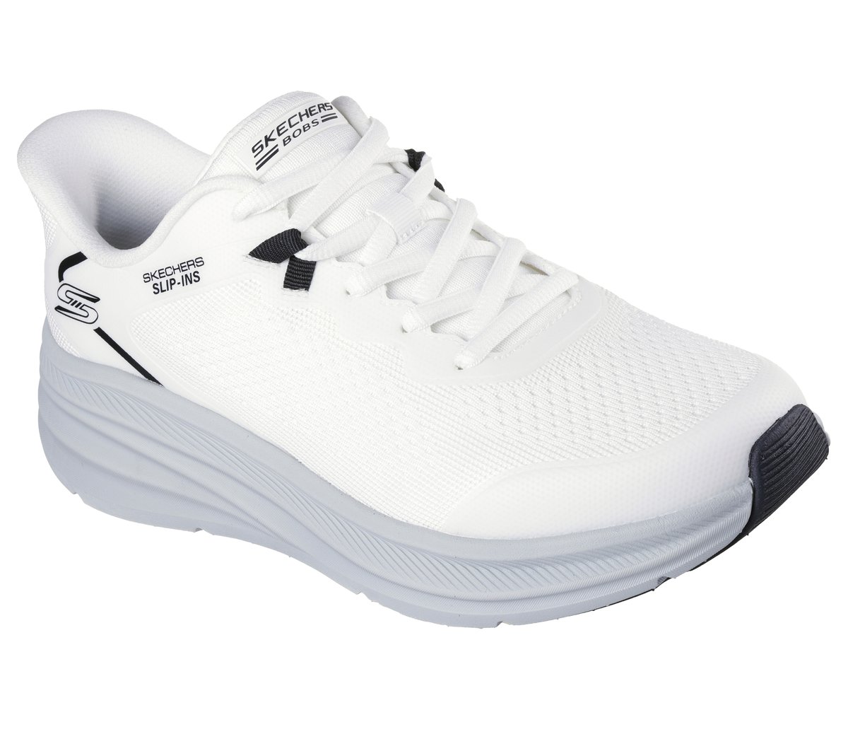 Skechers Slip-ins: BOBS Skillz Chaussures Moyen Width en Blanc/Gris, Lavable en machine
