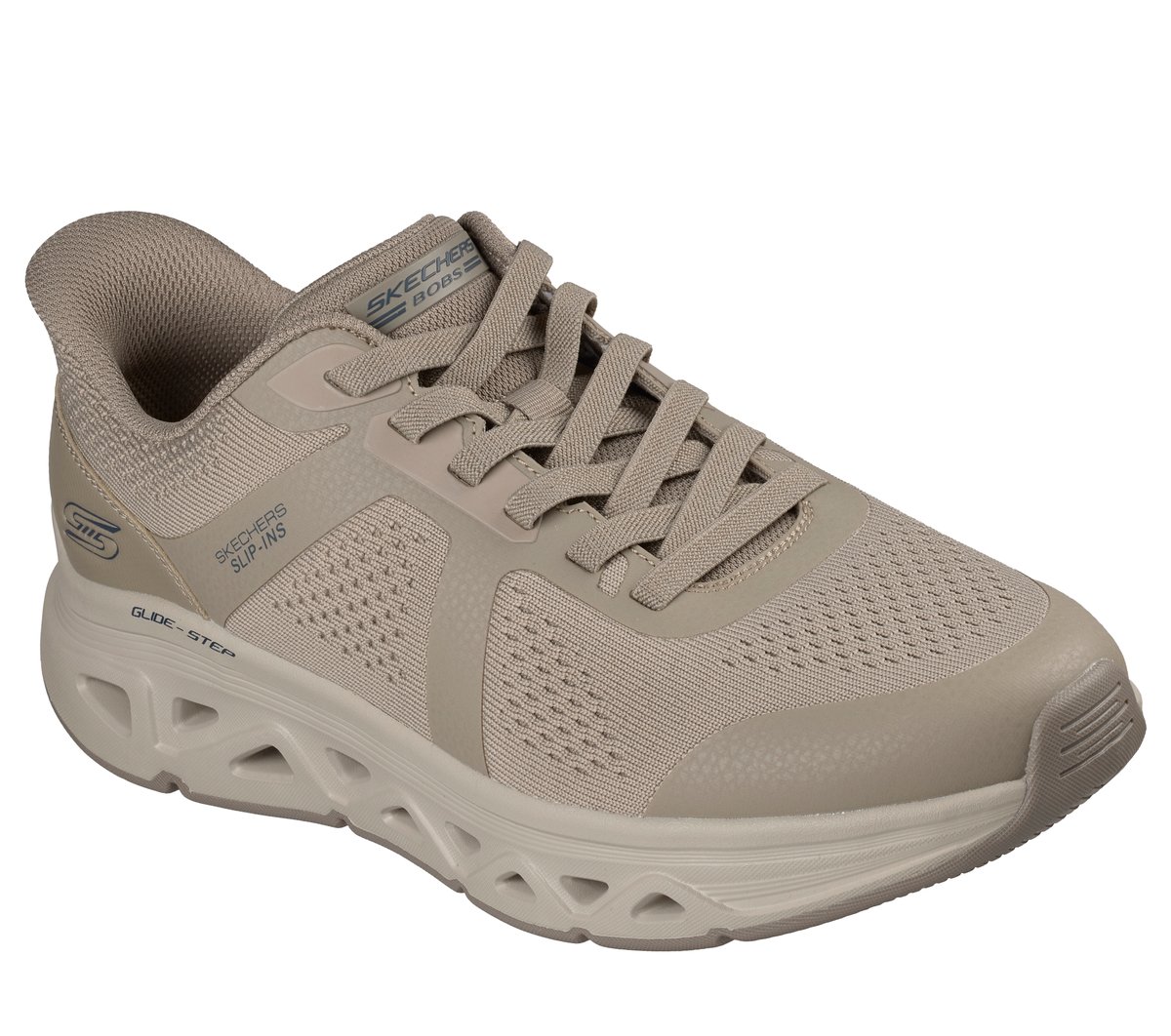 Skechers Slip-ins: BOBS Sport Arc Waves Remix - Feel Grounded Chaussures Moyen Width en Taupe Foncé, Lavable en machine