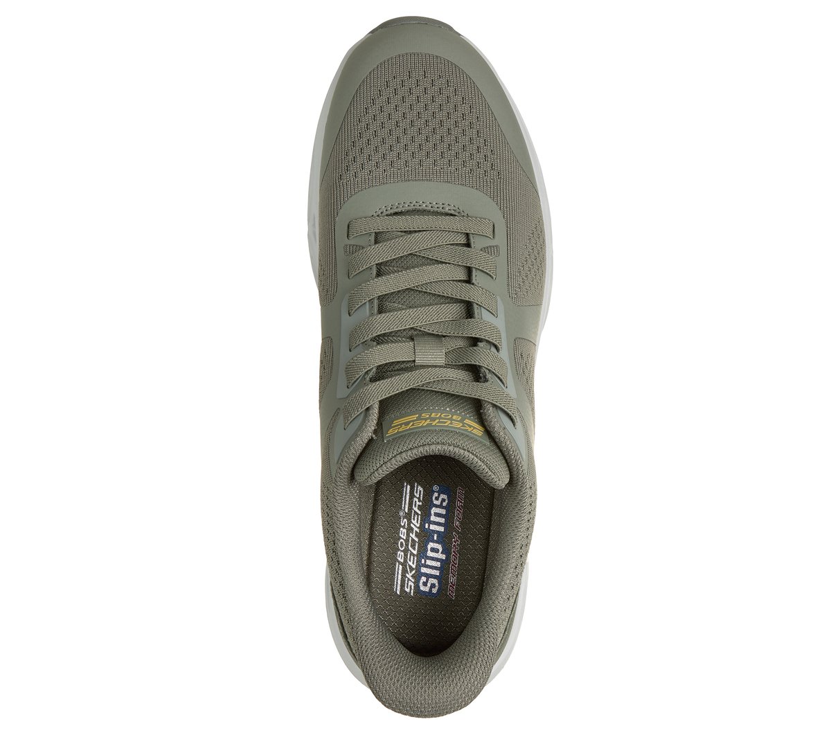 Skechers Slip-ins: BOBS Sport Arc Waves Remix - Feel Grounded Chaussures Moyen Width en Olive, Lavable en machine