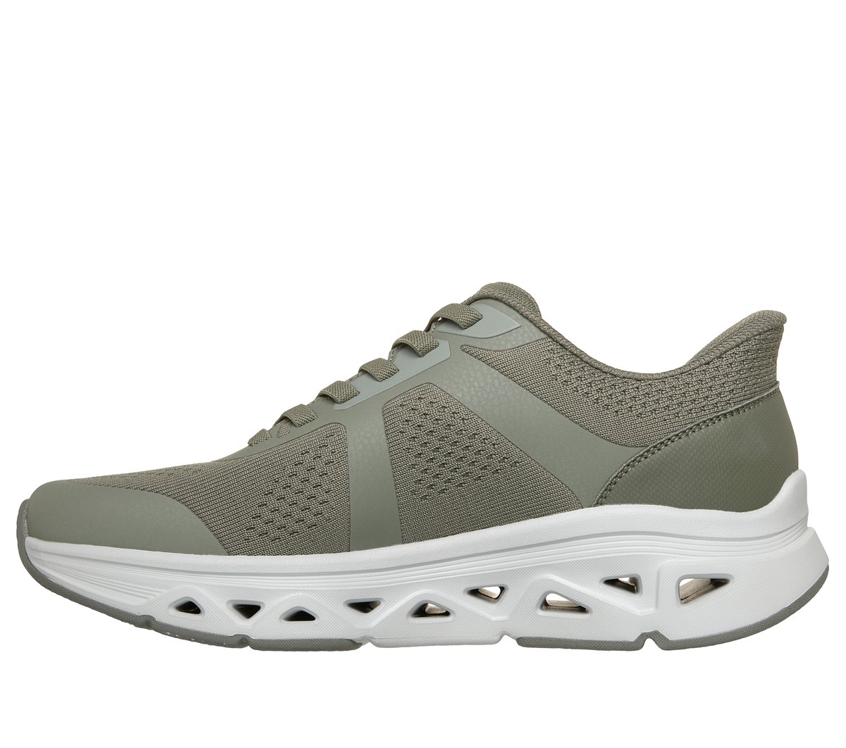 Skechers Slip-ins: BOBS Sport Arc Waves Remix - Feel Grounded Chaussures Moyen Width en Olive, Lavable en machine