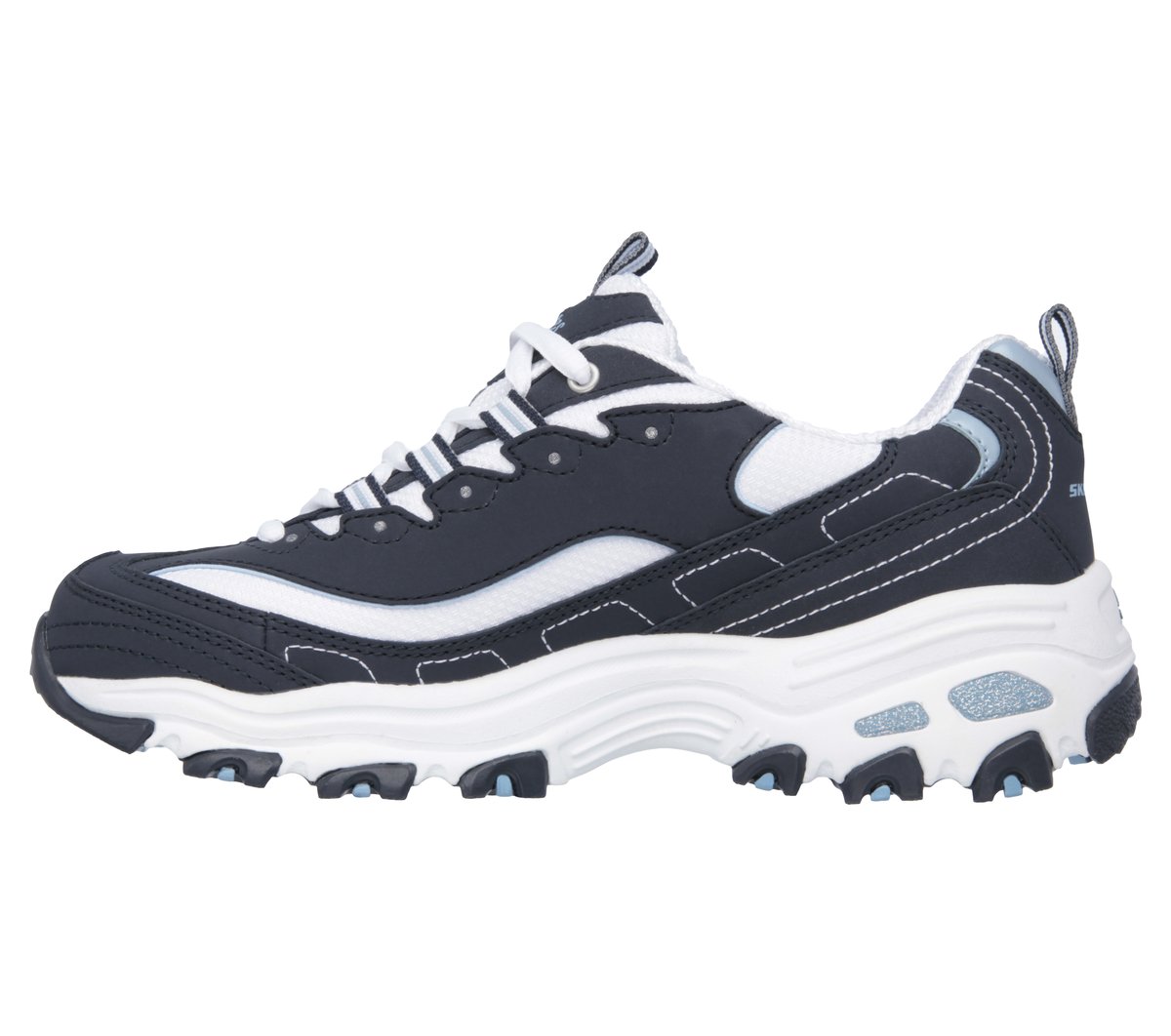 Skechers D'Lites - Biggest Fan Chaussures Moyen Width en Bleu Marine/Blanc