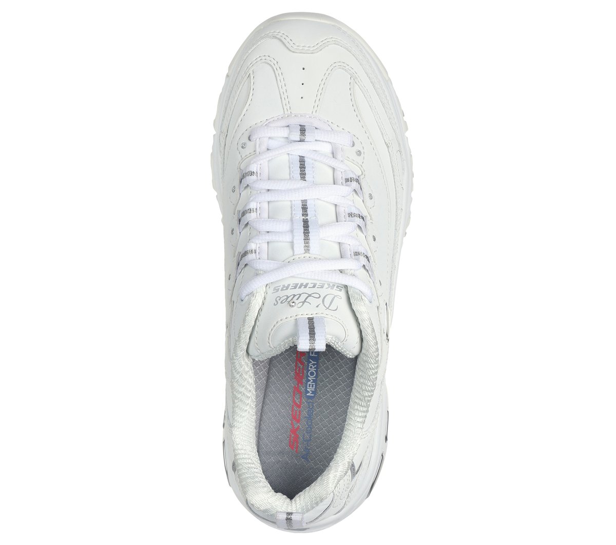 Skechers Donna D'lites - Play On Sneaker In Bianco/Argento, Taglia 39.5 - 2