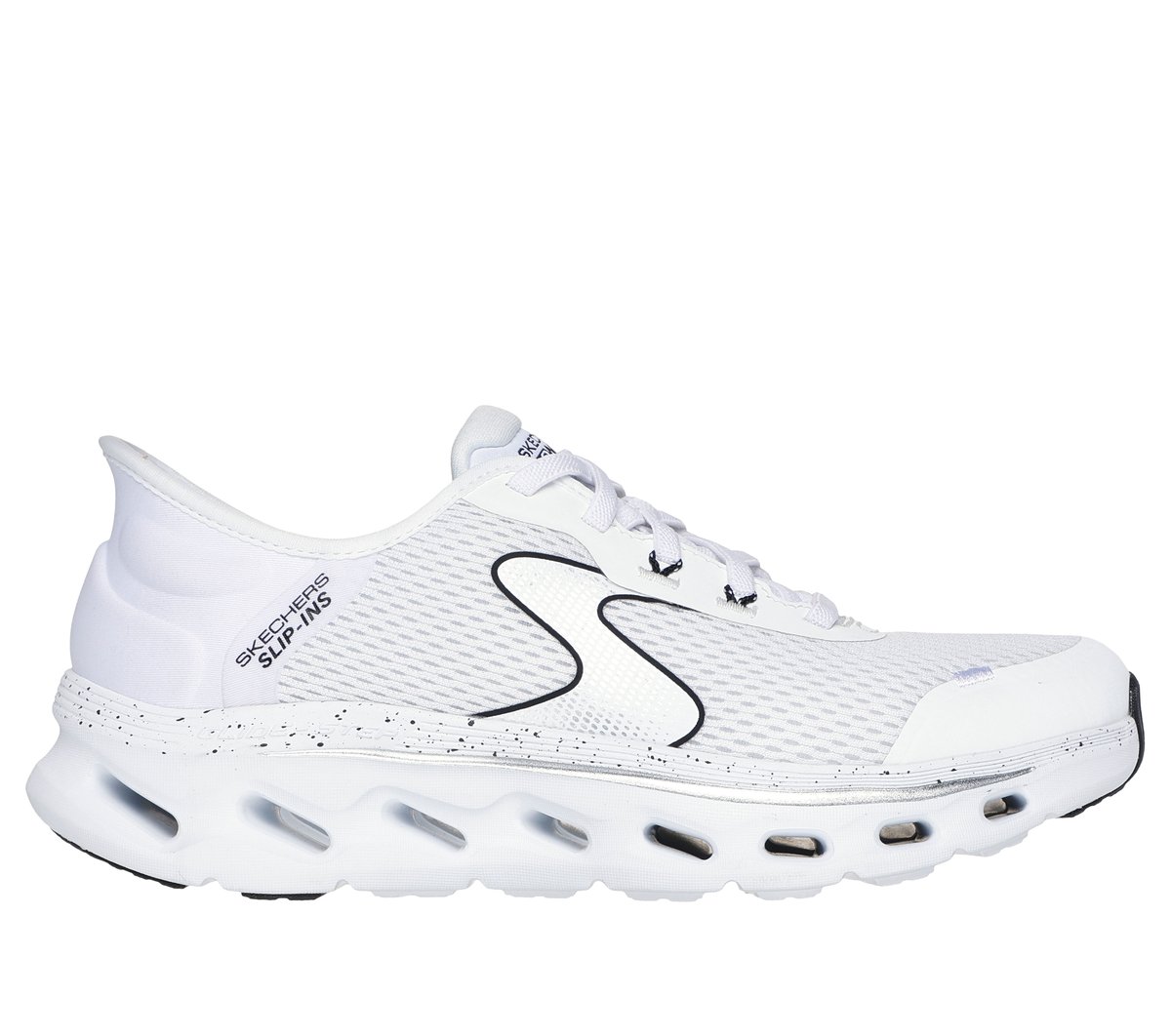 Skechers Slip-ins: GO WALK Glide-Step 2.0 en Blanco/Negro, talla 38, Vegan