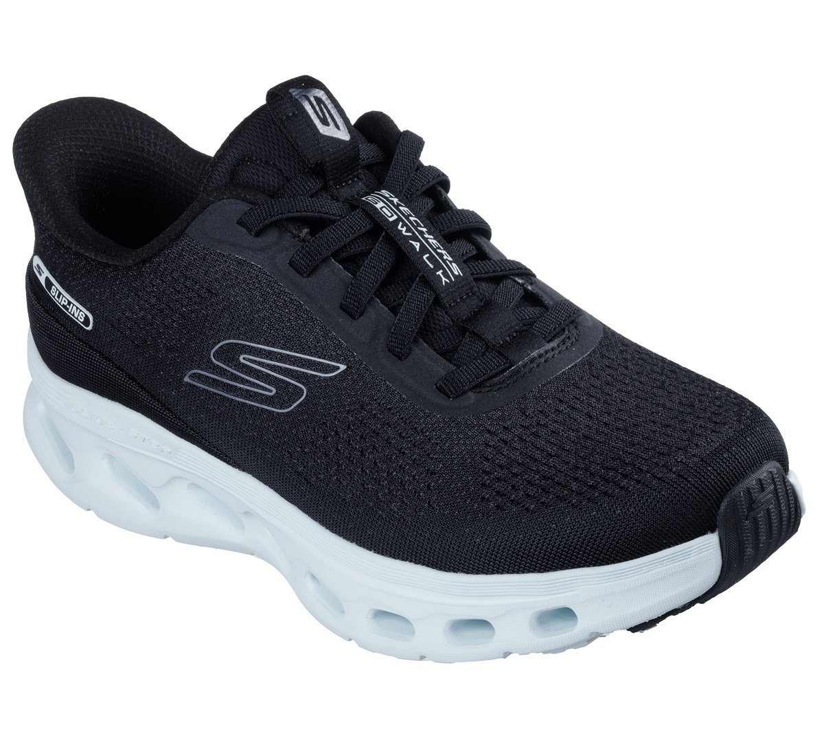 Skechers Slip-ins: GO WALK Glide-Step 2.0 - Nessa Chaussures Moyen Width en Noir/Bleu Clair, Vegan, Lavable en machine
