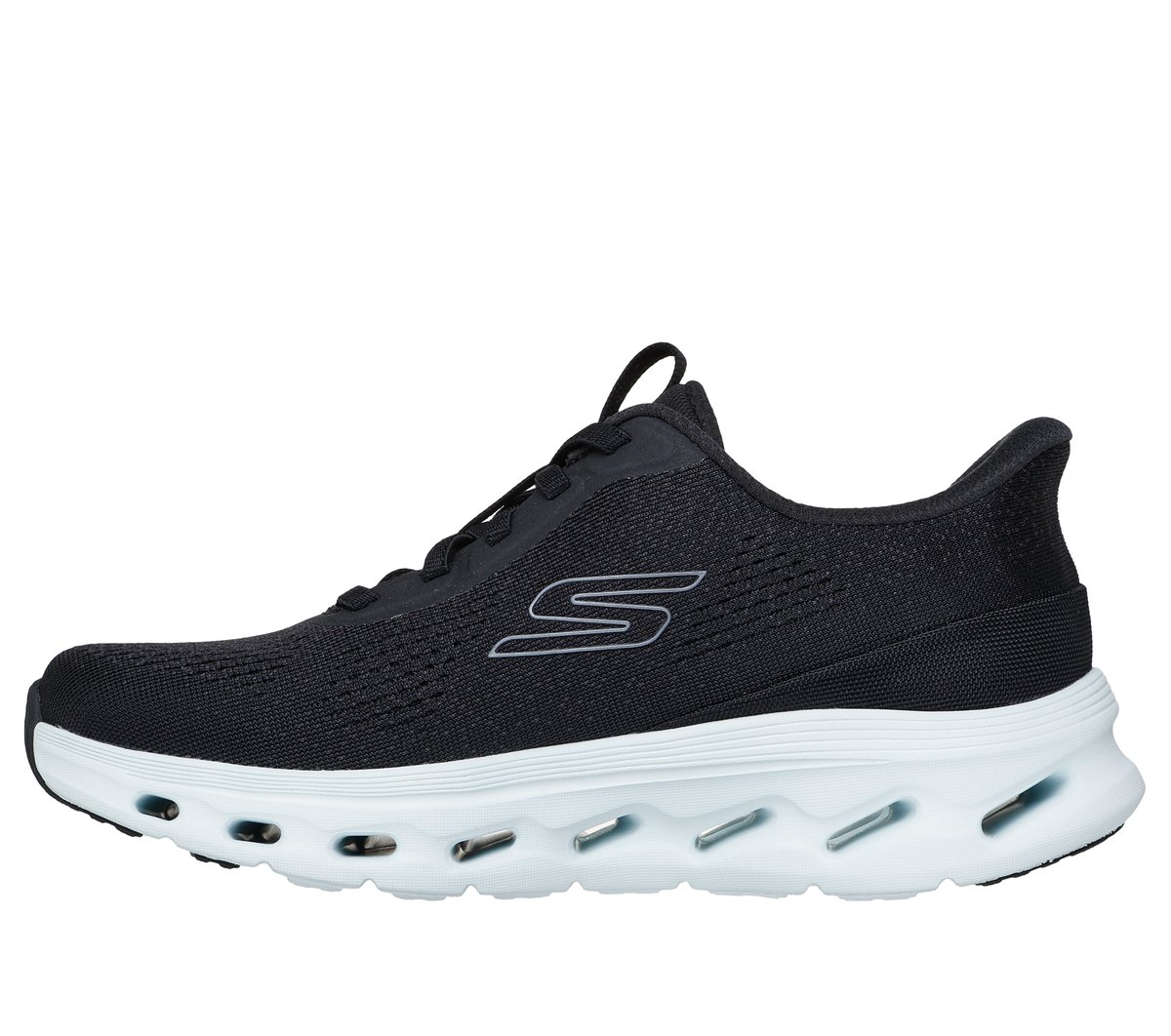 Skechers Slip-ins: GO WALK Glide-Step 2.0 - Nessa Chaussures Moyen Width en Noir/Bleu Clair, Vegan, Lavable en machine