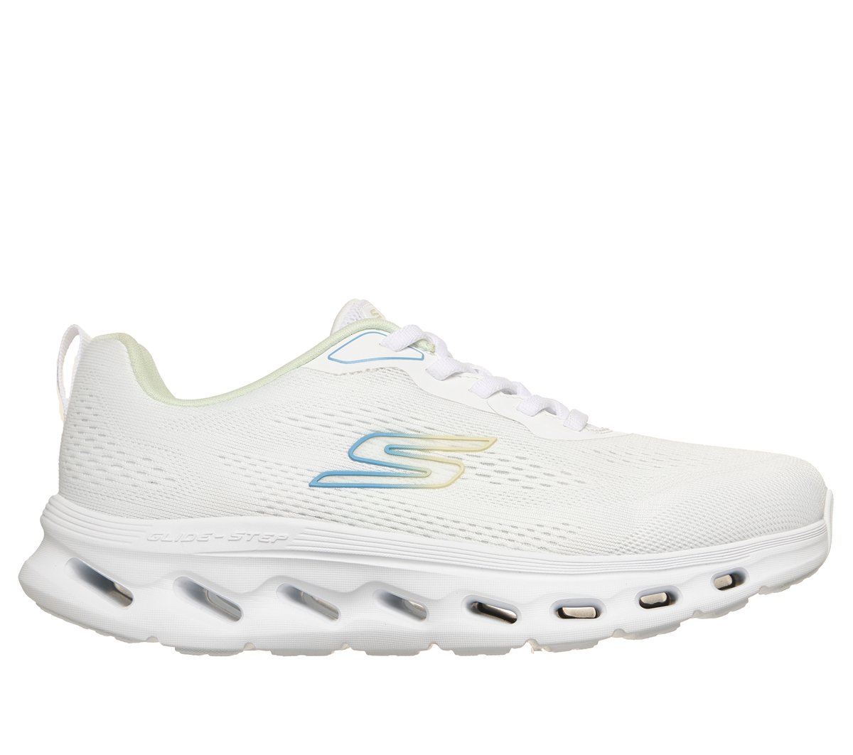 Skechers GO WALK Glide-Step 2.0 - KrisCamiseta en Blanco/Azul, talla 36, Vegan