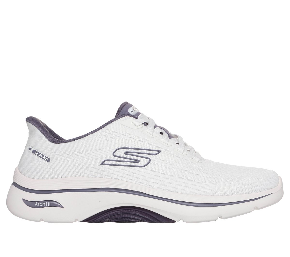 Skechers Slip-ins: GO WALK Arch Fit 2.0 - Kathy en Blanco/Morado, talla 36, Vegan