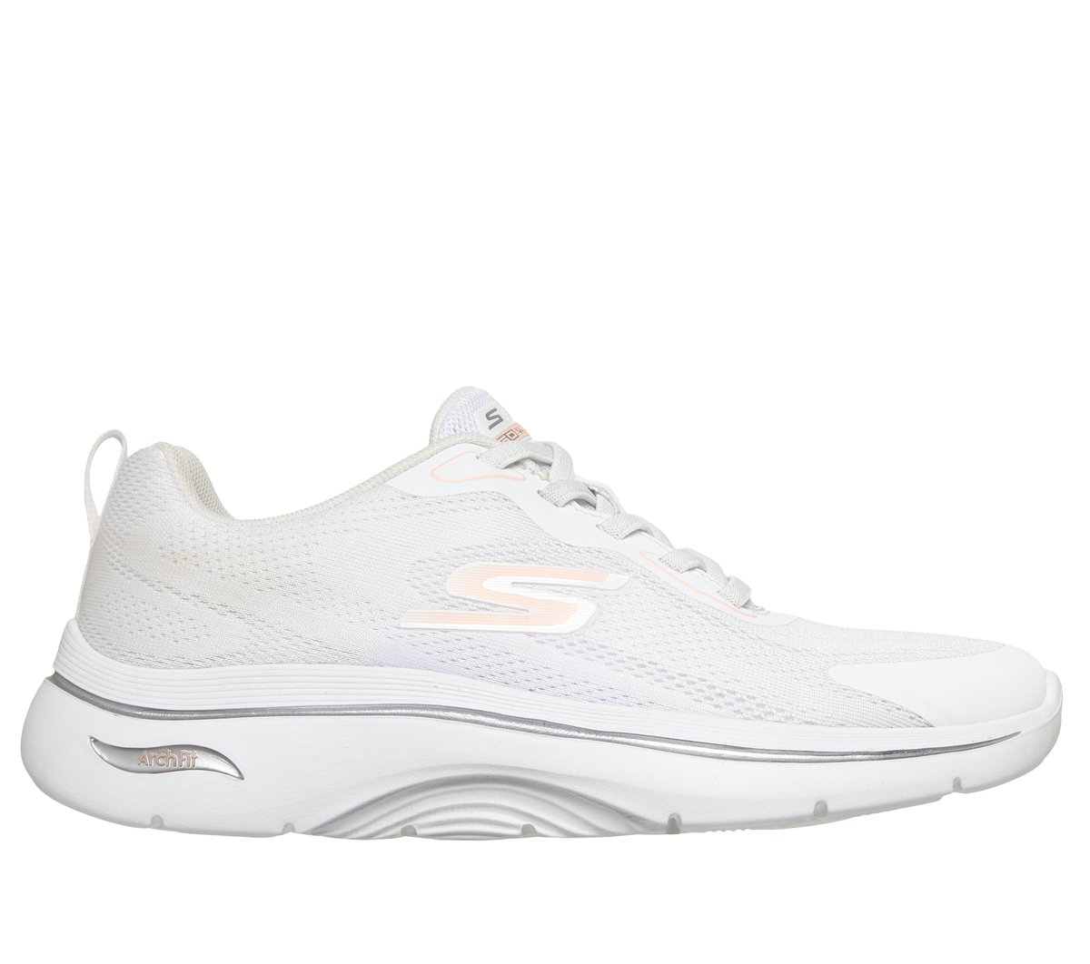 Skechers GO WALK Arch Fit 2.0 - Cassy en Blanco/Coral, talla 35, Vegan
