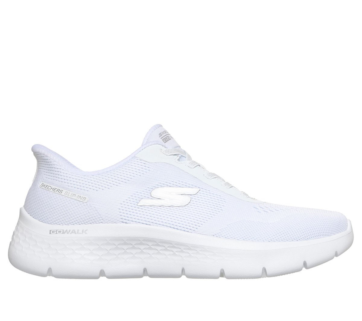 Skechers Slip-ins: GO WALK Flex - Azriel en Blanco/Plata, talla 35, Vegan