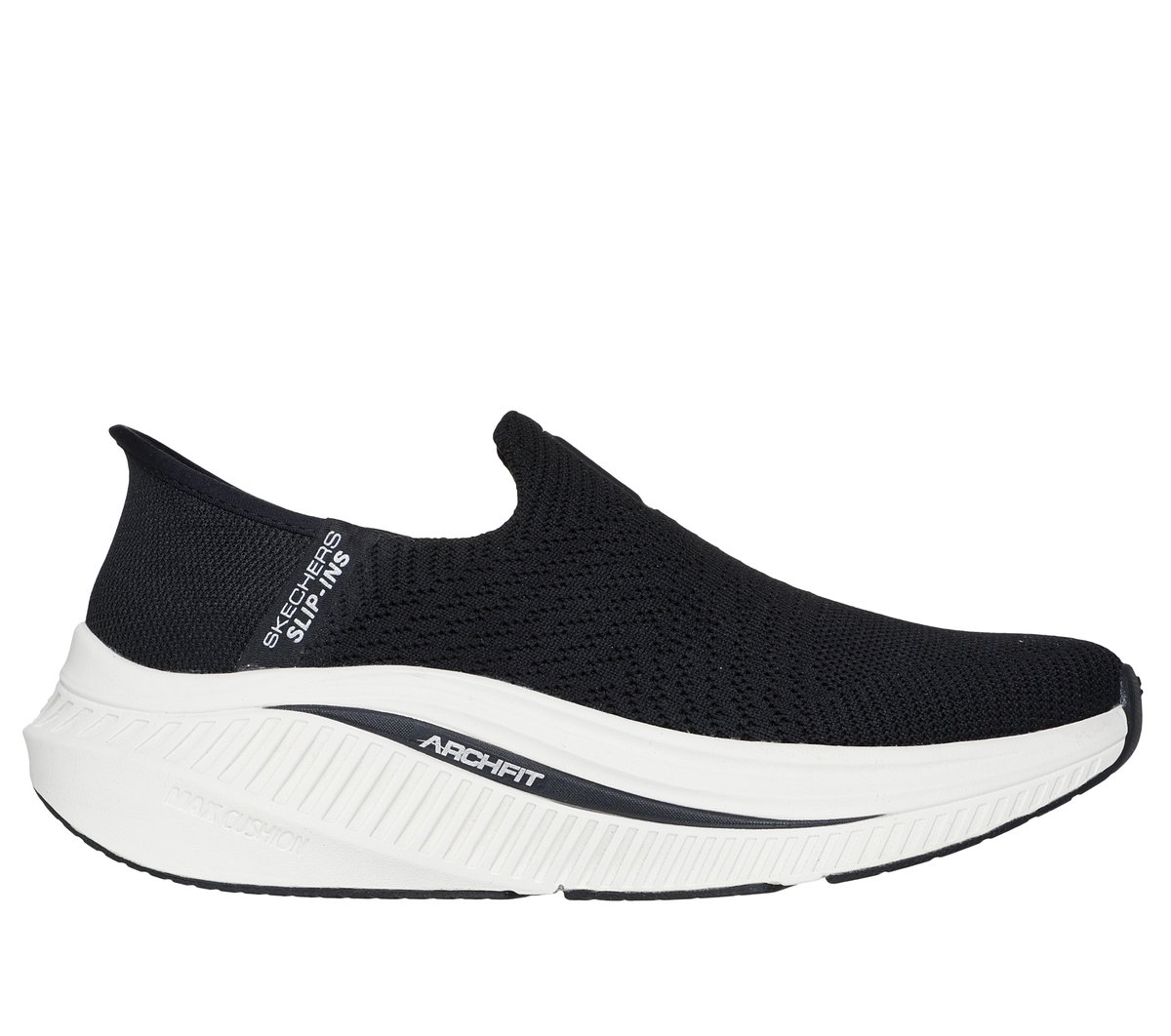 Skechers Slip-ins: GO WALK Max Cushioning Arch Fit - Camilla en Negro/Blanca, talla 37, Vegan
