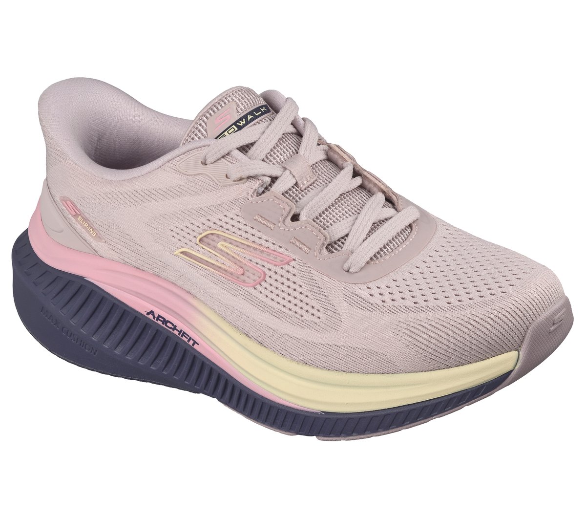 Skechers Slip-ins: GO WALK Max Cushioning Arch Fit - Aria Moyen Width en Mauve Clair, Vegan, Lavable en machine