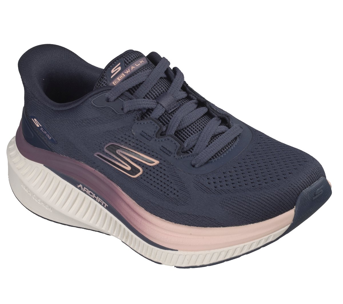 Skechers Slip-ins: GO WALK Max Cushioning Arch Fit - Aria Moyen Width en Bleu Marine, Vegan, Lavable en machine