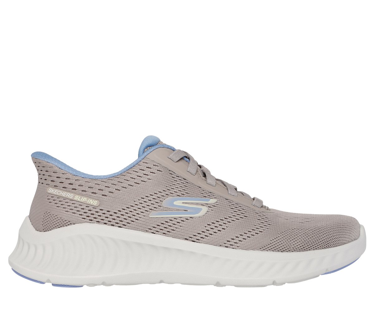 Skechers Slip-ins: GO WALK Now - Khloe en Taupe/Azul, talla 38.5, Vegan