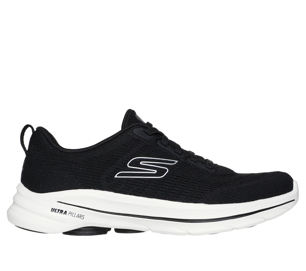 Skechers Women's Black,White Go Walk 8 - Britt Sneaker In Black/White, Size 6.5 | Textile/Synthetic, Vegan, Machine Washable