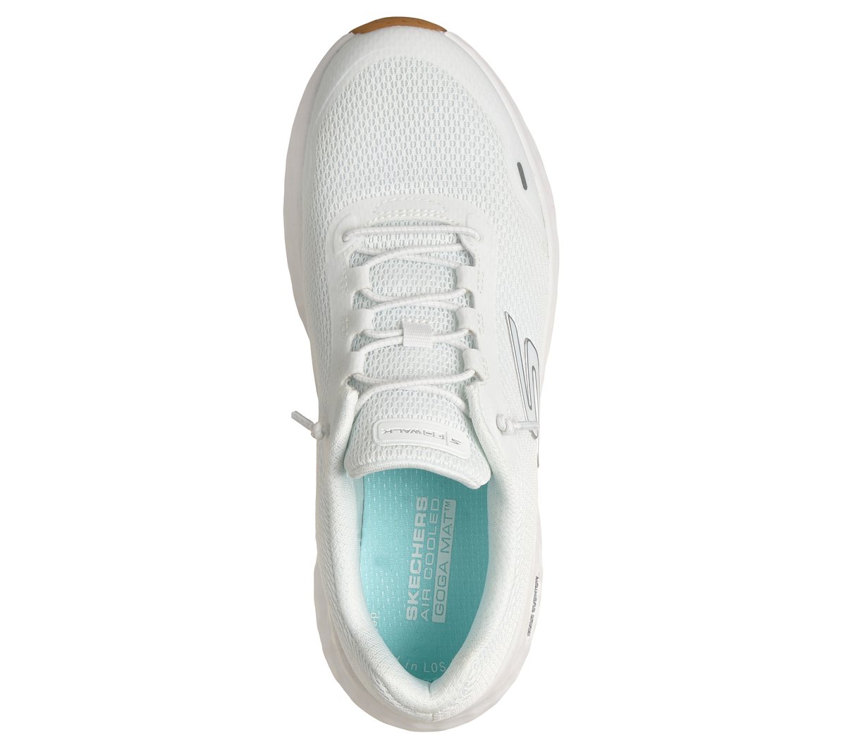 Skechers GO WALK Max Cushioning Flex Moyen Width en Blanc/Argent, Vegan, Lavable en machine