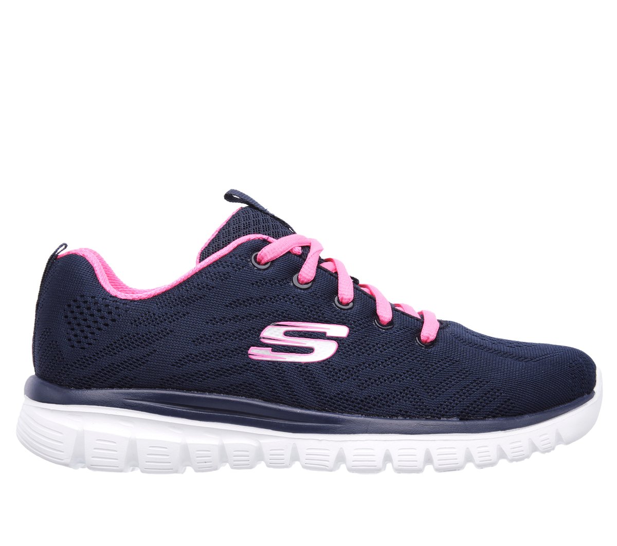 Skechers Graceful - Get Connected en Navy/Rosa Caliente, talla 35, Vegan