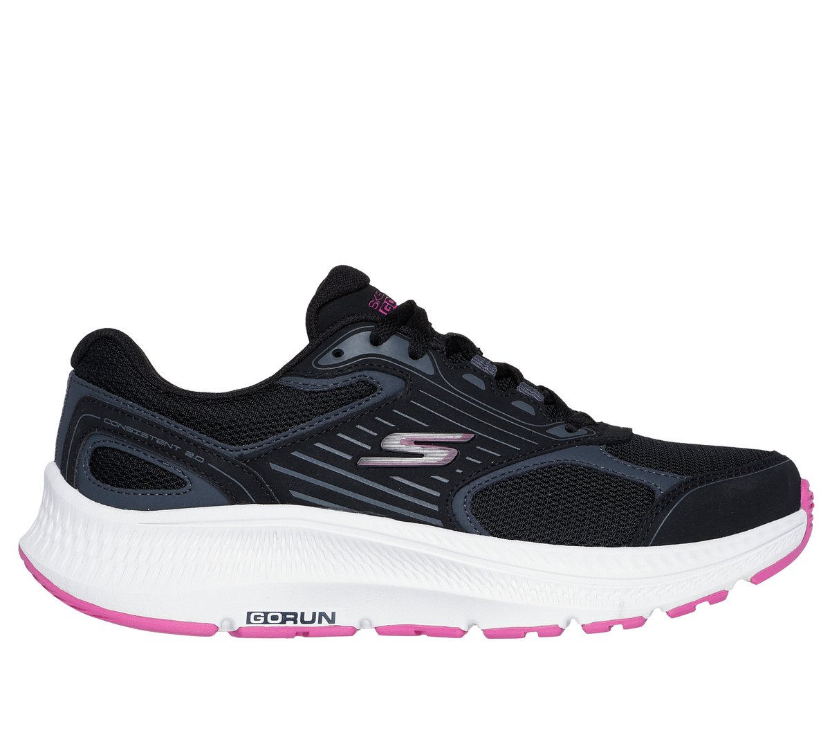 Skechers GO RUN Consistent 2.0 - Advantage en Negro/Fucsia, talla 36.5, Vegan