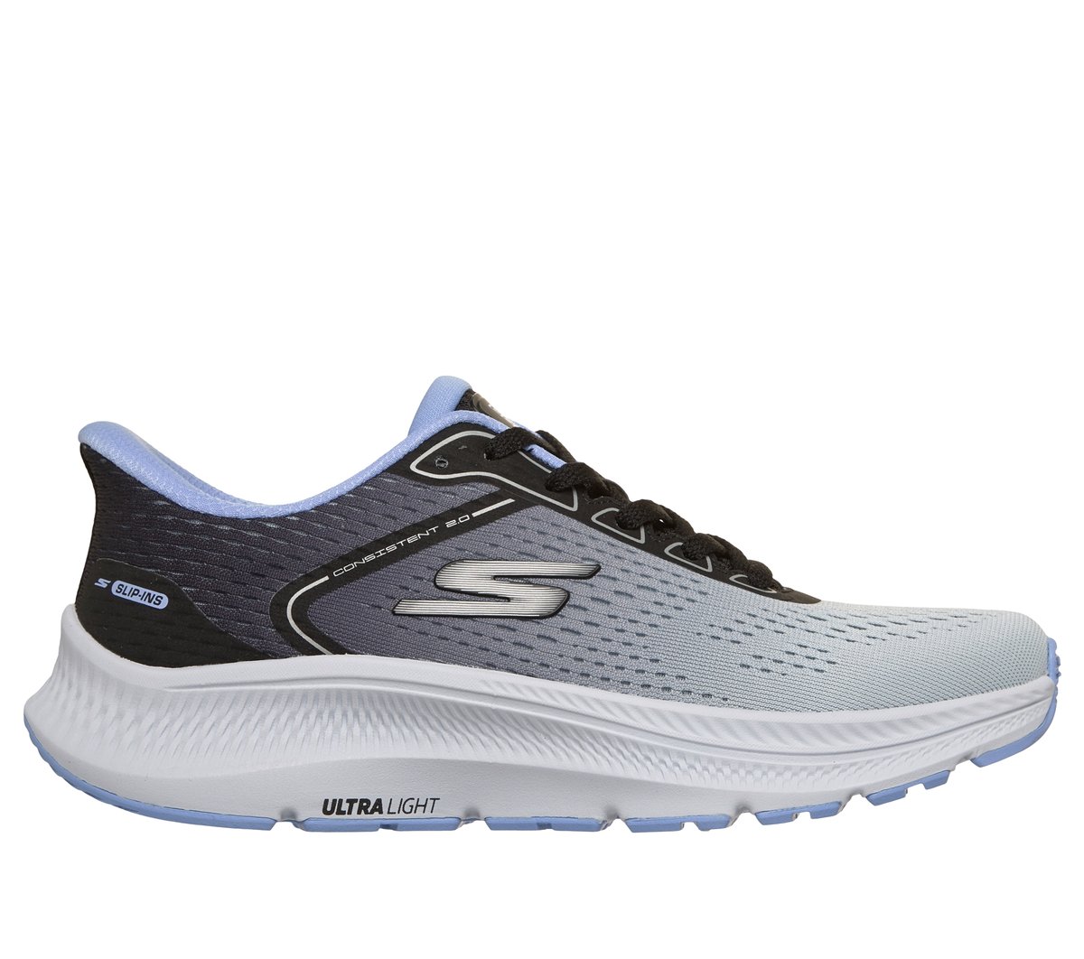 Skechers Slip-ins: GO RUN Consistent 2.0 - Maywood en Negro/Gris, talla 36, Vegan