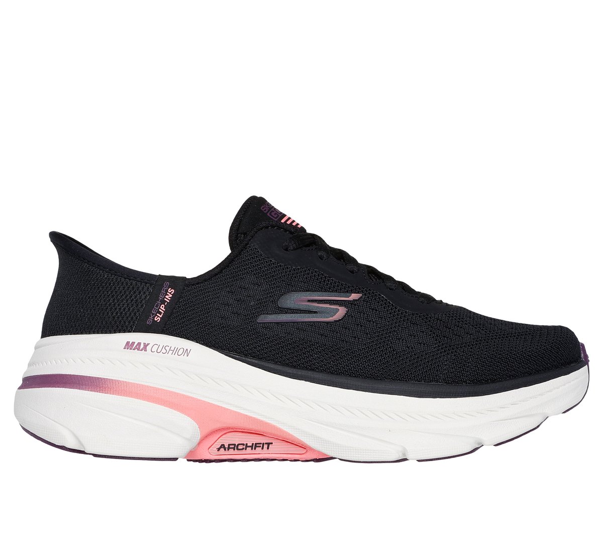 Skechers Slip-ins: Max Cushioning Arch Fit 2.0 - Antilles en Negro/Rosa, talla 39, Vegan