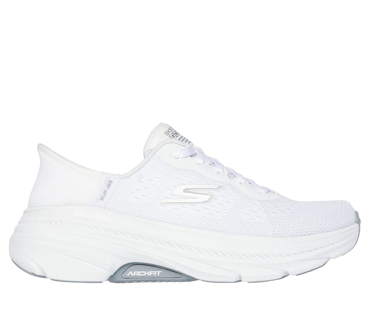 Skechers Slip-ins: Max Cushioning Arch Fit 2.0 - Antilles en Blanco/Plata, talla 39, Vegan