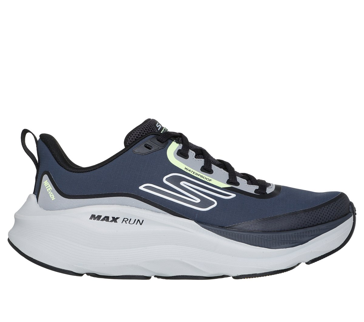 Skechers Waterproof: Max Run - Vorteza en Marengo/Negro, talla 41, Vegan