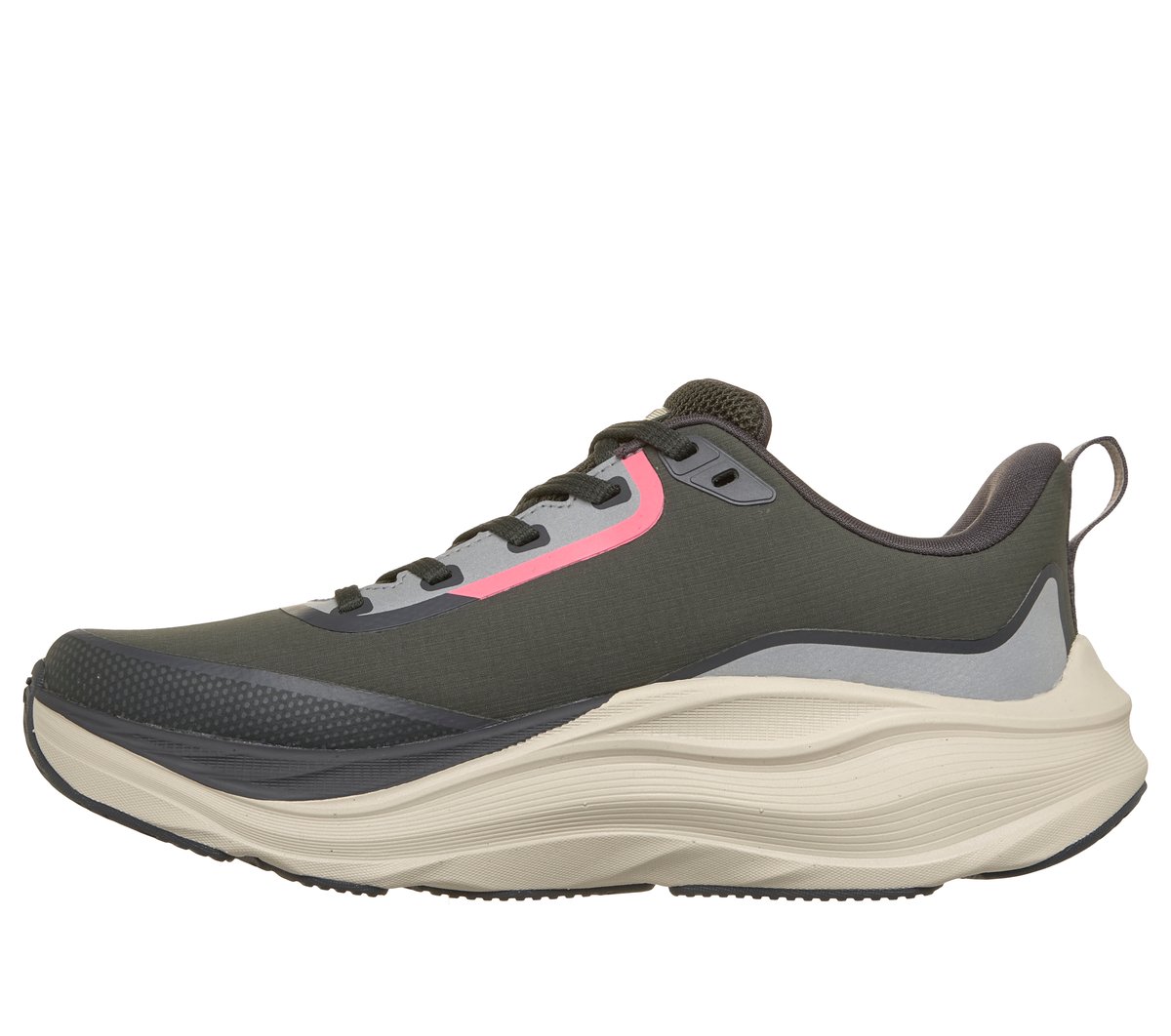 Skechers Waterproof: Max Cushioning Max Run - Vorteza Moyen Width en Olive, Vegan
