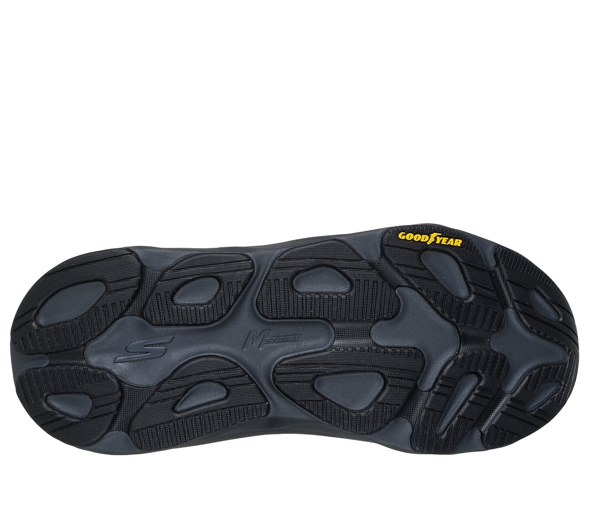 Skechers Waterproof: Max Cushioning Max Run - Vorteza Moyen Width en Blanc/Gris Anthracite, Vegan
