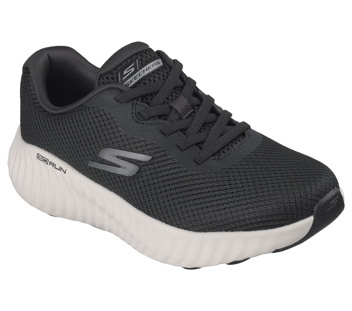 Skechers GO RUN Now - Calumet Moyen Width en Noir/Blanc, Vegan, Lavable en machine