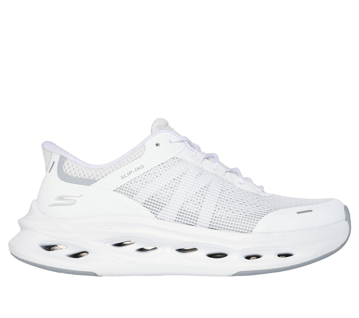 Skechers Slip-ins: Max Cushioning Glide-Step - Aberdeen en Blanco/Gris, talla 39, Vegan