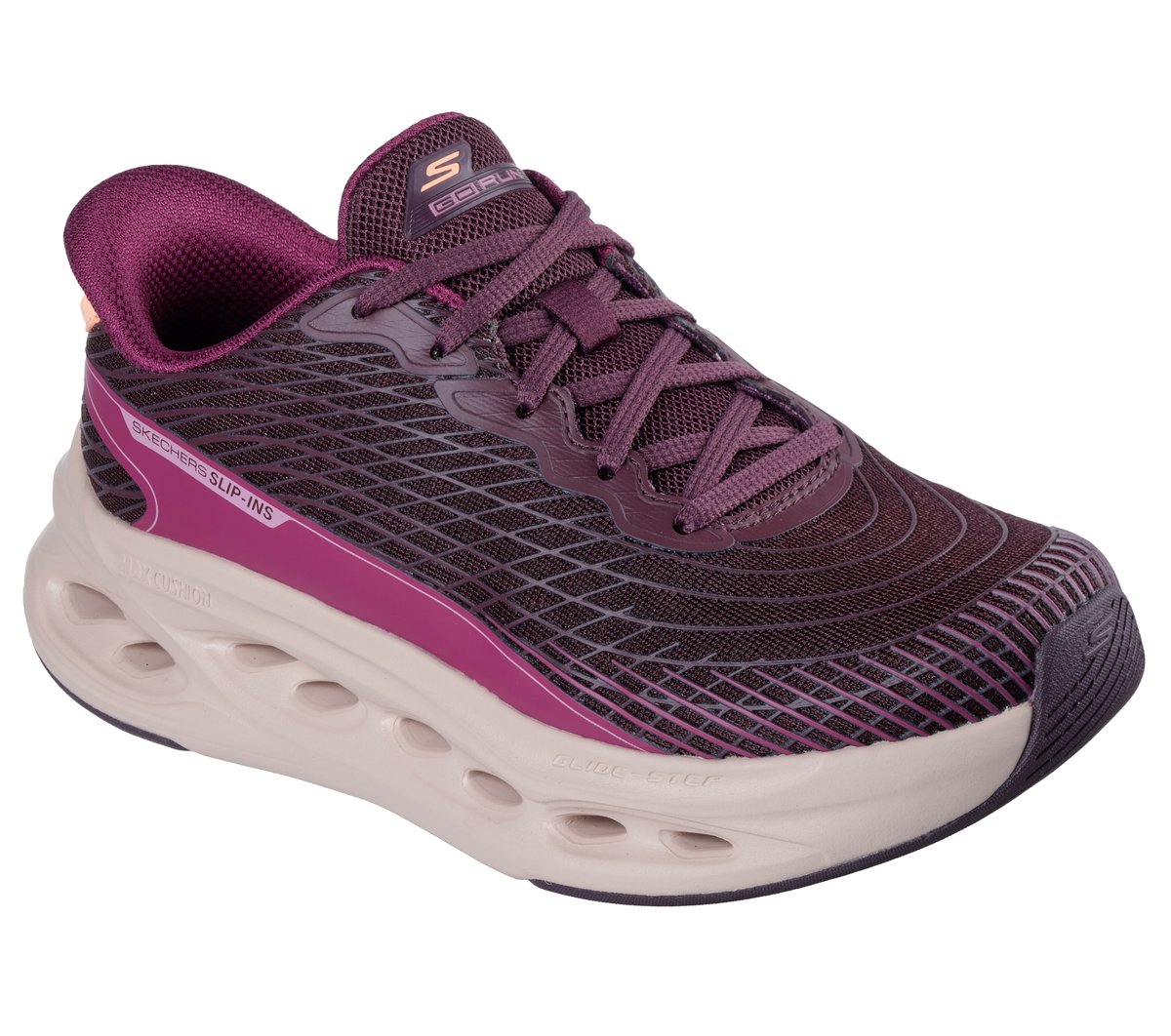 Skechers Slip-ins: Max Cushioning Glide-Step - Sapphire Moyen Width en Bourgogne, Lavable en machine