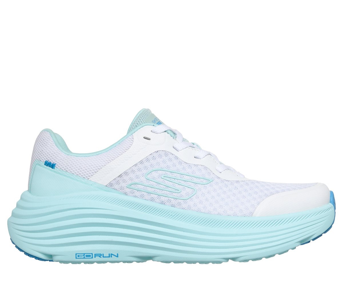 Skechers Max Cushioning Endeavour en Blanco/Azul Claro, talla 38.5, Vegan