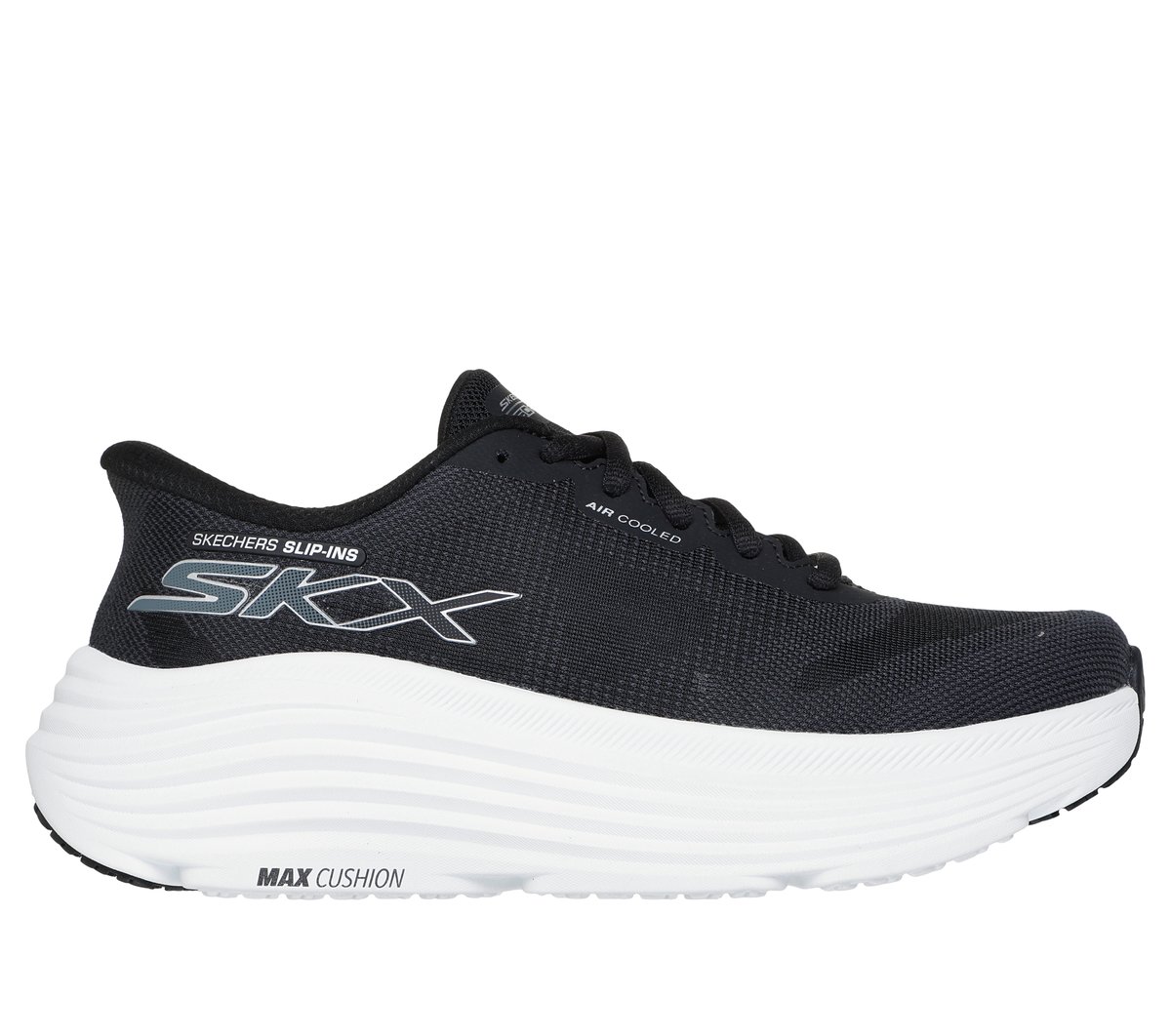 Skechers Slip-ins: Max Cushioning Endeavour - Hallandale en Negro/Blanca, talla 39, Vegan