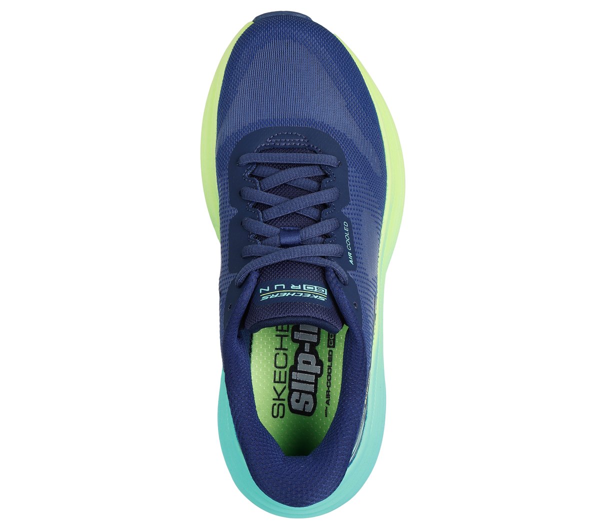 Skechers Slip-ins: Max Cushioning Endeavour - Hallandale Moyen Width en Bleu Marine/Vert-Lime, Vegan, Lavable en machine
