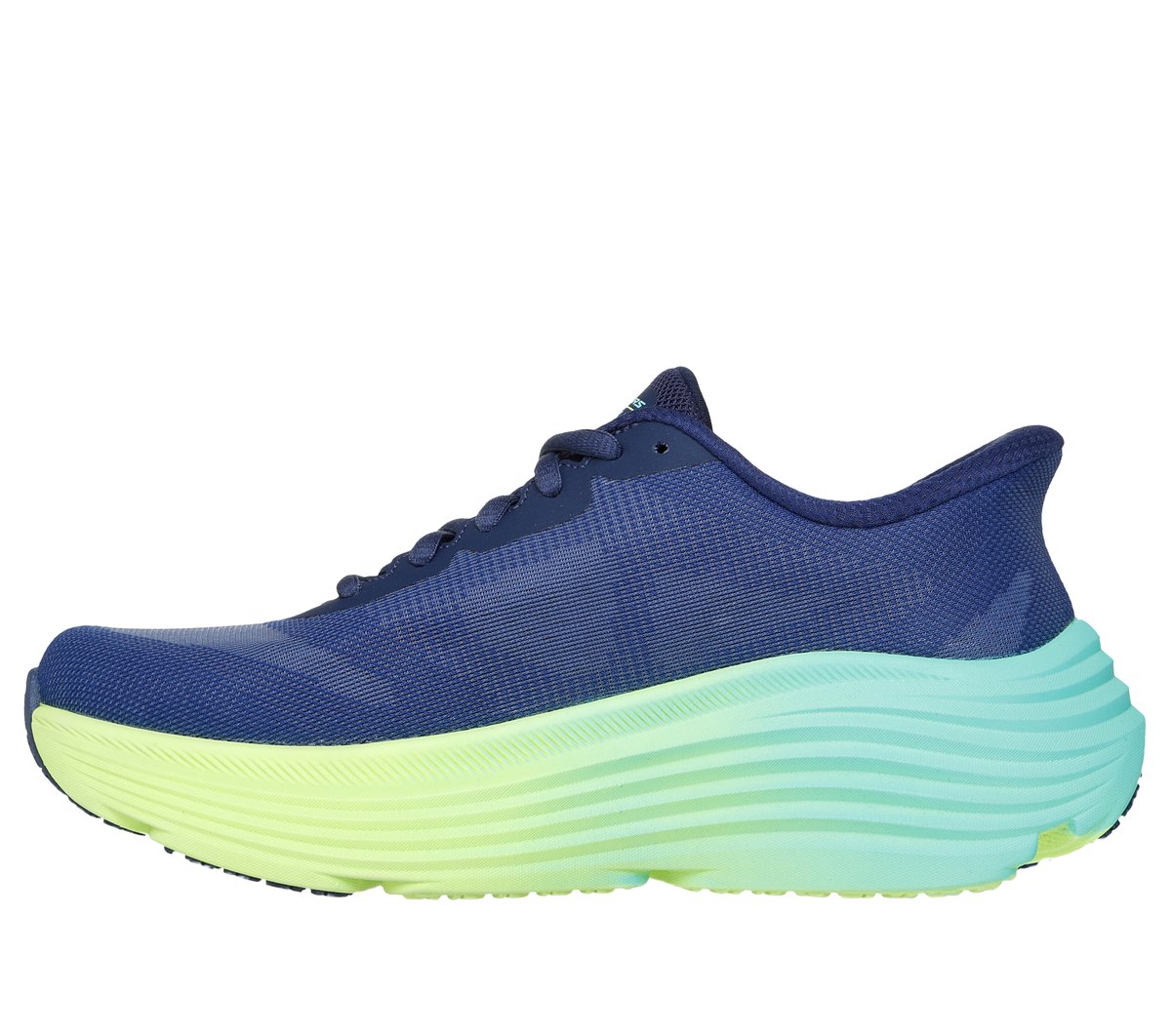 Skechers Slip-ins: Max Cushioning Endeavour - Hallandale Moyen Width en Bleu Marine/Vert-Lime, Vegan, Lavable en machine