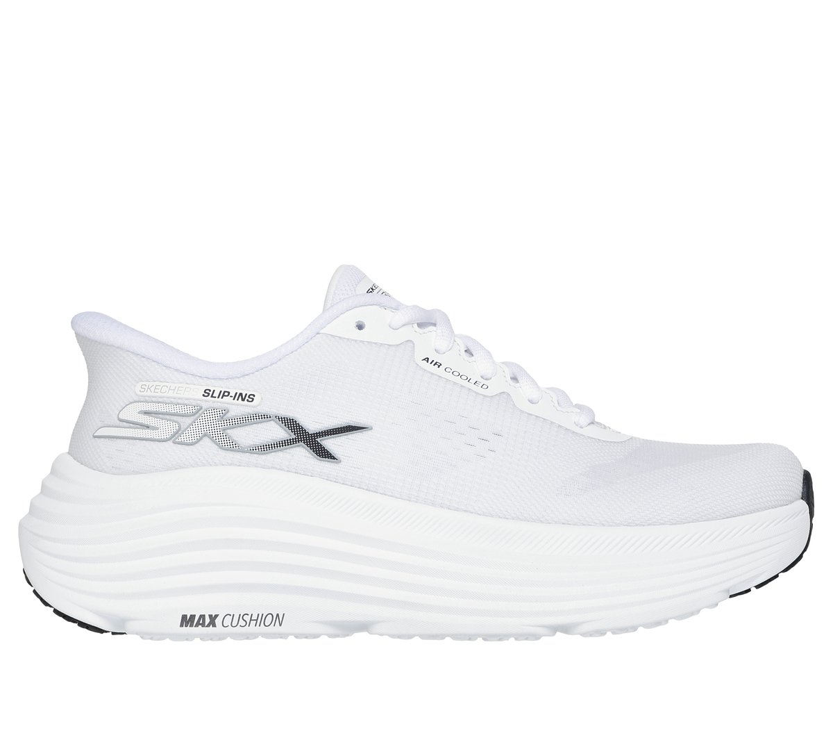 Skechers Slip-ins: Max Cushioning Endeavour - Hallandale en Blanco/Negro, talla 39, Vegan