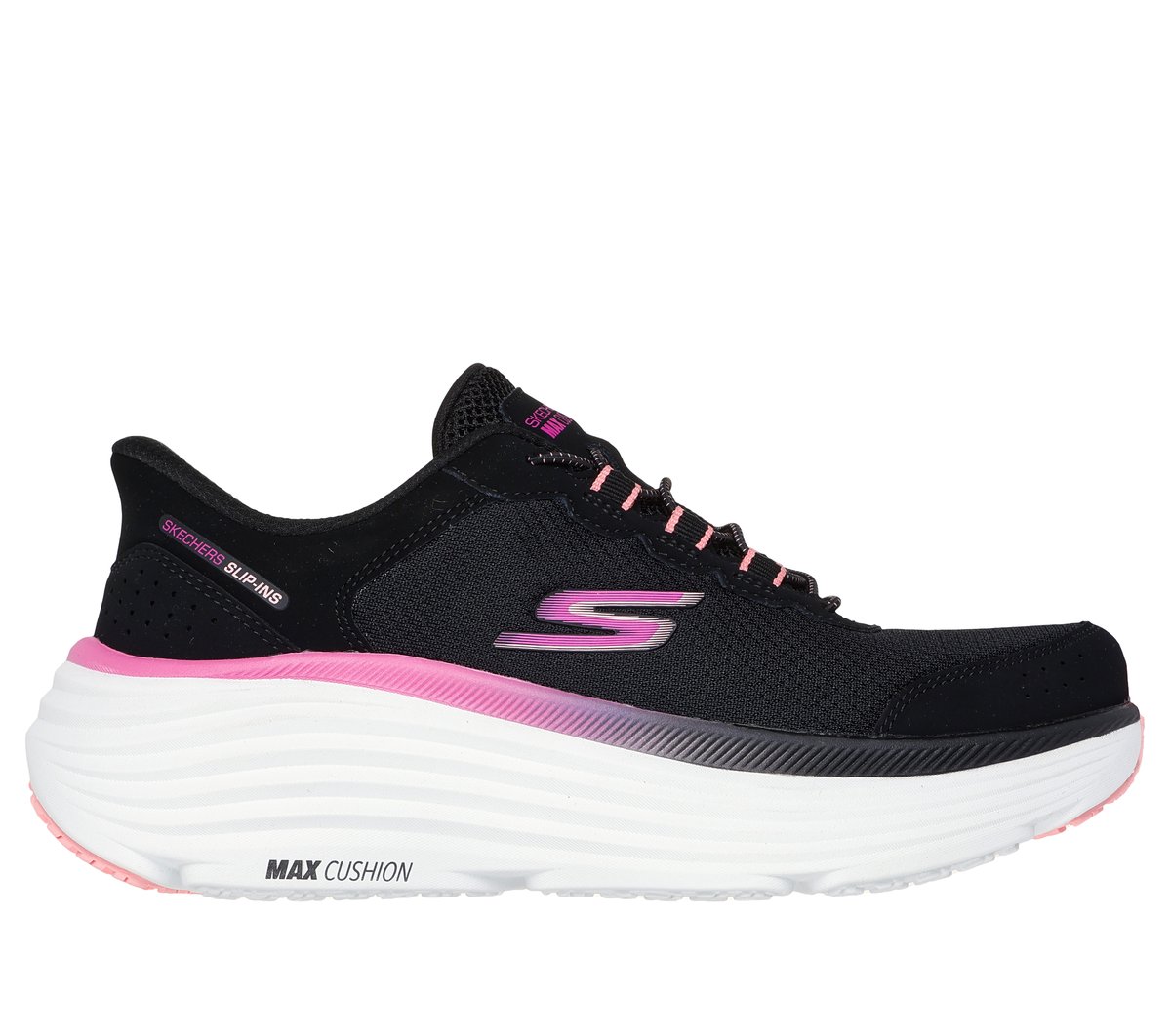Skechers Slip-ins: Max Cushioning Endeavour - Cardova en Negro/Rosa, talla 41