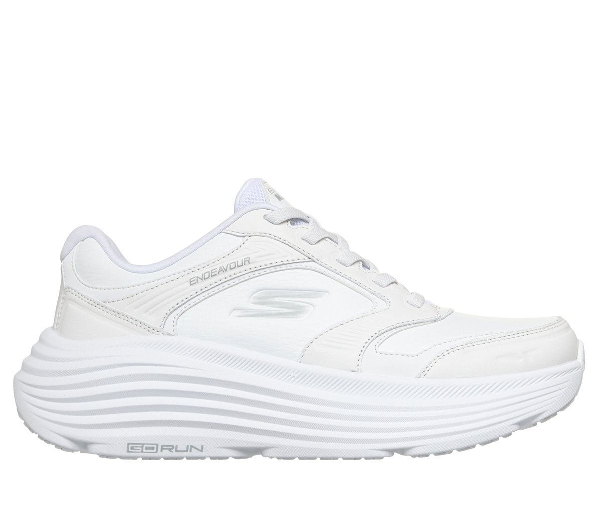 Skechers Skechers Women's Max Cushioning Endeavour - Brampton Sneaker in White, Size 4.5 | Leather/Synthetic/Textile