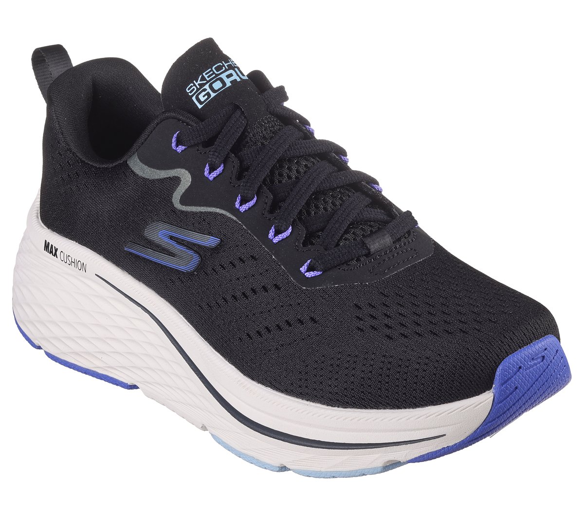 Skechers Donna Max Cushioning Elite 2.0 - Levitate Sneaker In Nero/Porpora, Taglia 39 Wide , Vegan - 2