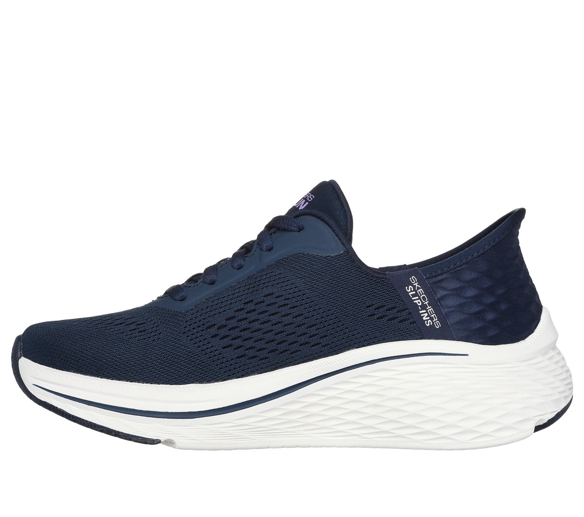 Skechers Slip-ins: Max Cushioning Elite - Vanish Moyen Width en Bleu Marine/Lavande