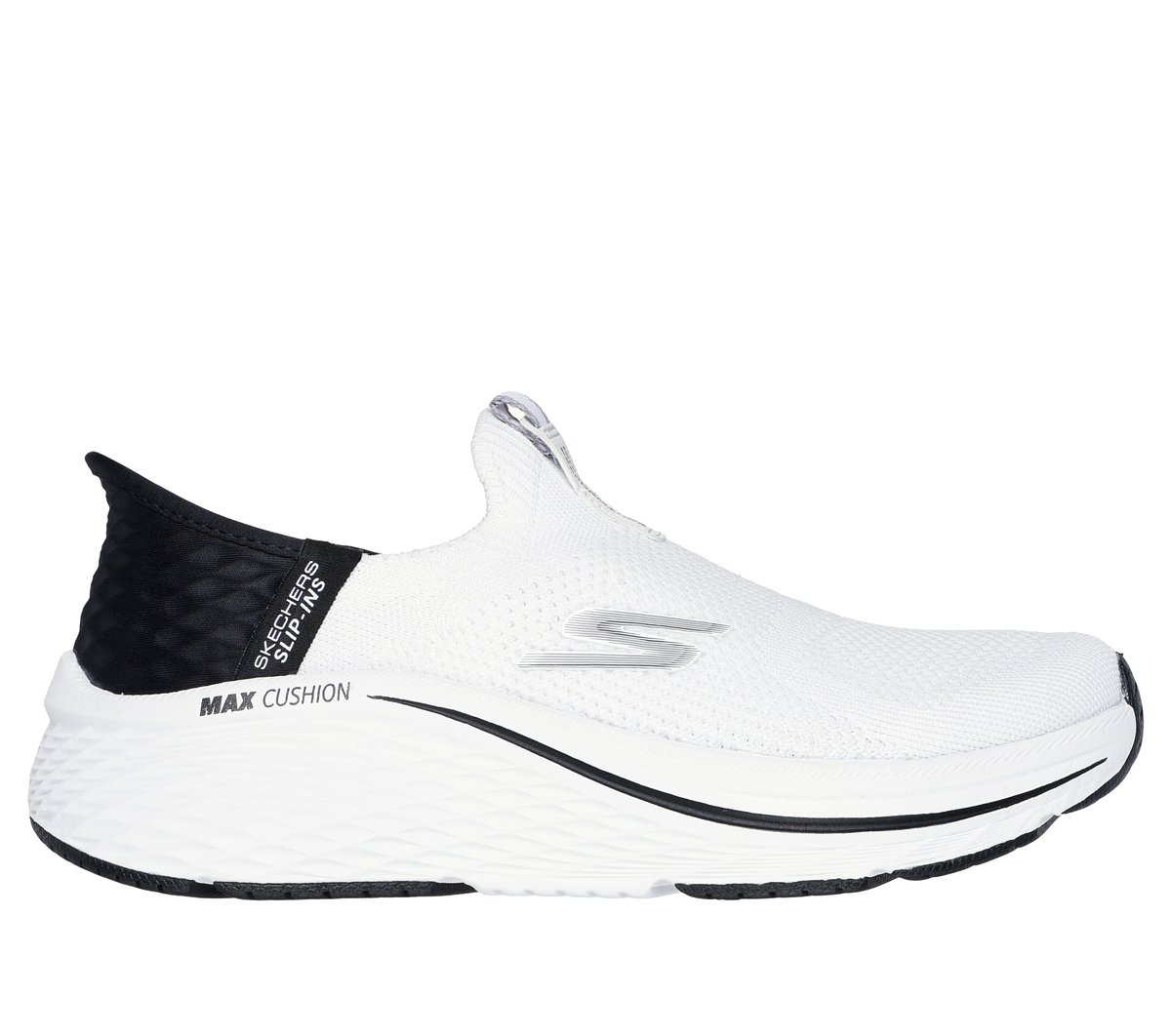 Skechers Women&rsquo;s Slip-ins: Max Cushioning Elite 2.0 Sneaker in White/Black, Size 5 | Textile/Synthetic, Vegan, Machine Washable
