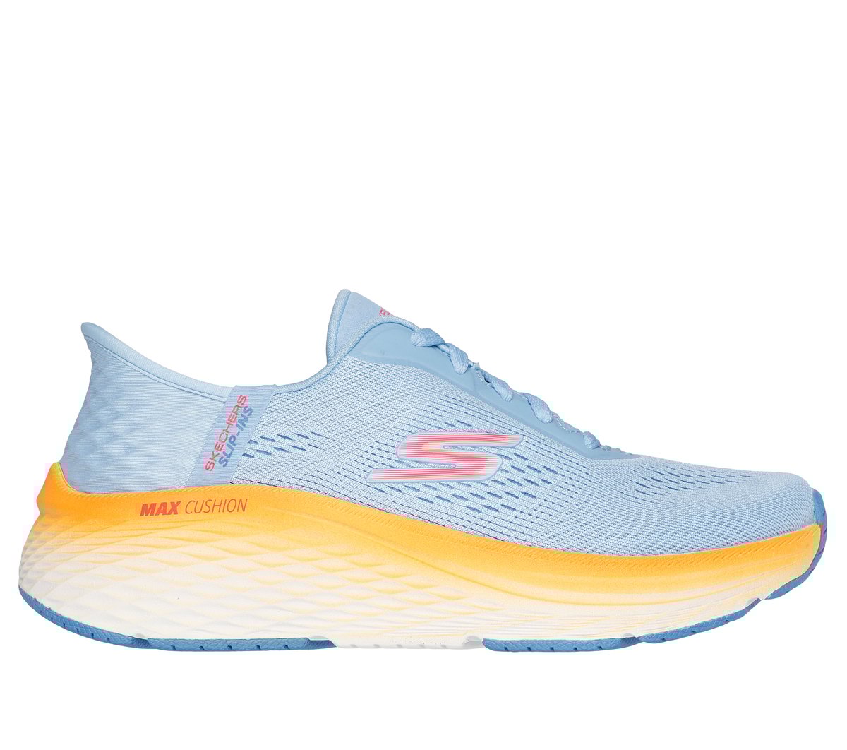 Skechers Women&rsquo;s Slip-ins: Max Cushioning Elite 2.0 Sneaker in Blue/Orange, Size 4.5 | Textile/Synthetic, Vegan, Machine Washable
