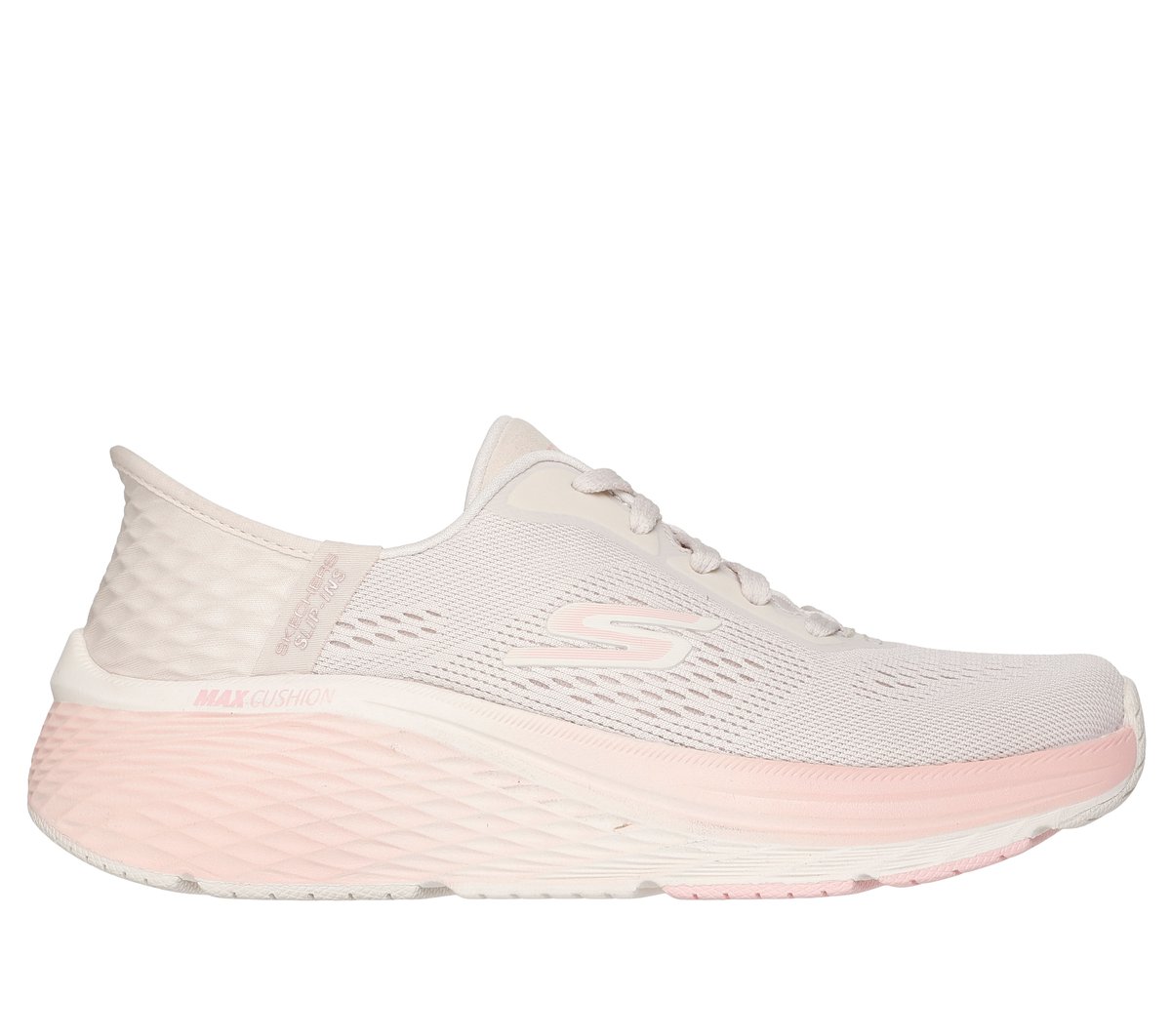 Skechers Women’s Slip-ins: Max Cushioning Elite 2.0 Sneaker in Natural/Pink, Size 5 | Textile/Synthetic, Vegan, Machine Washable