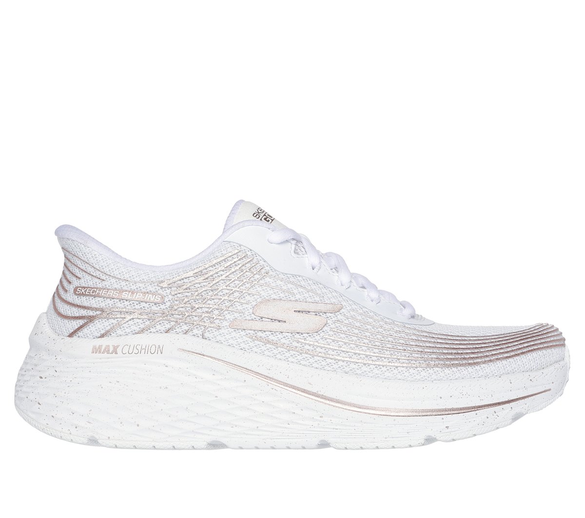 Skechers Slip-ins: Max Cushioning Elite 2.0 - Kaplan en White Rose Gold, talla 40, Vegan