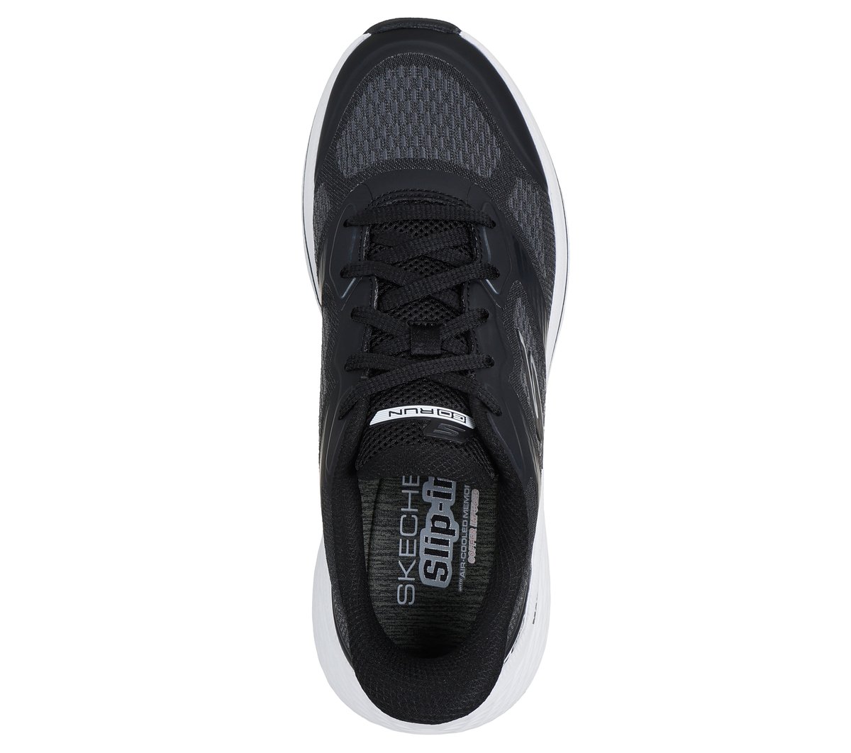 Skechers Slip-ins: Max Cushioning Elite 2.0 - Leigh Moyen Width en Noir/Blanc, Vegan, Lavable en machine