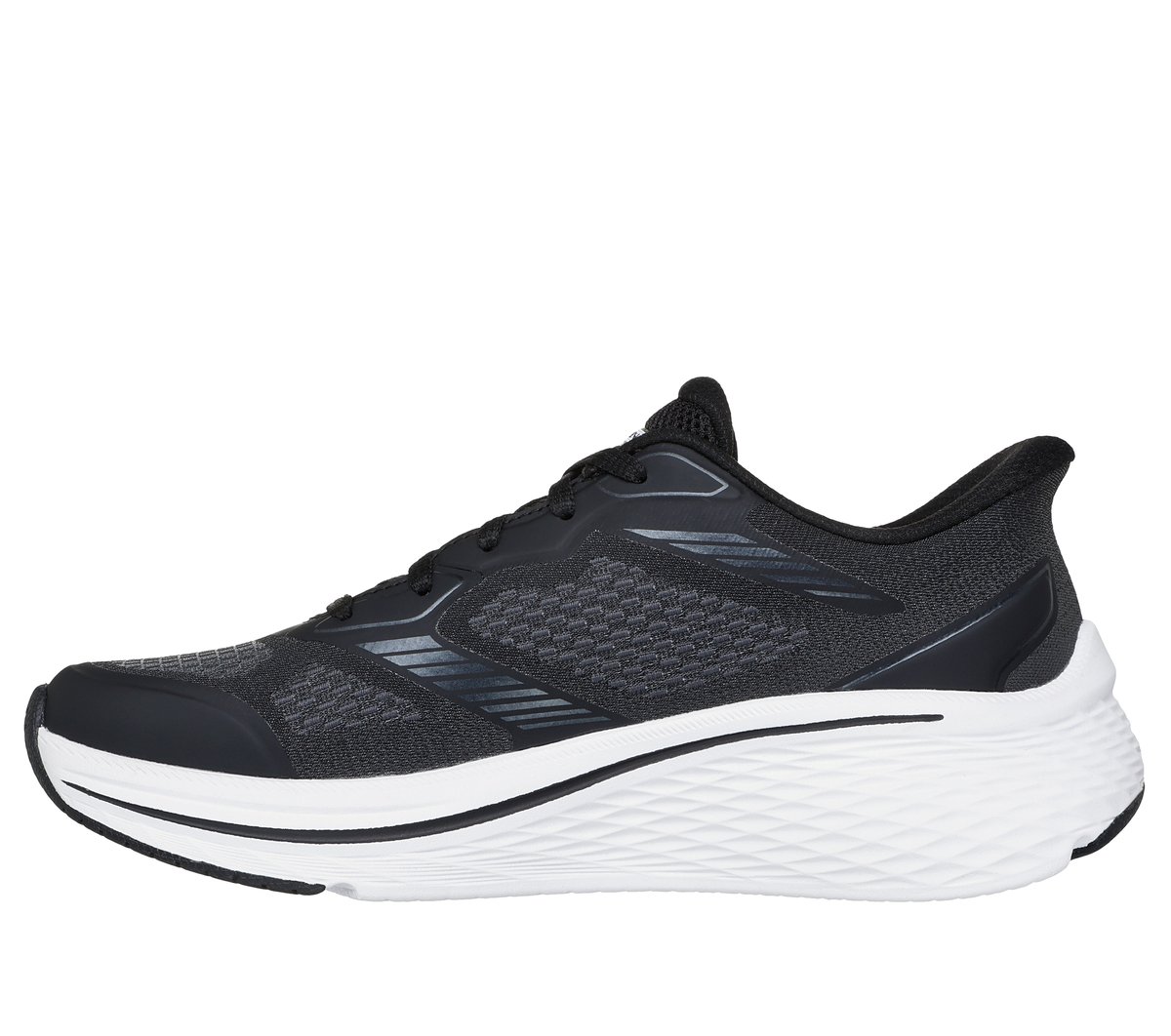 Skechers Slip-ins: Max Cushioning Elite 2.0 - Leigh Moyen Width en Noir/Blanc, Vegan, Lavable en machine