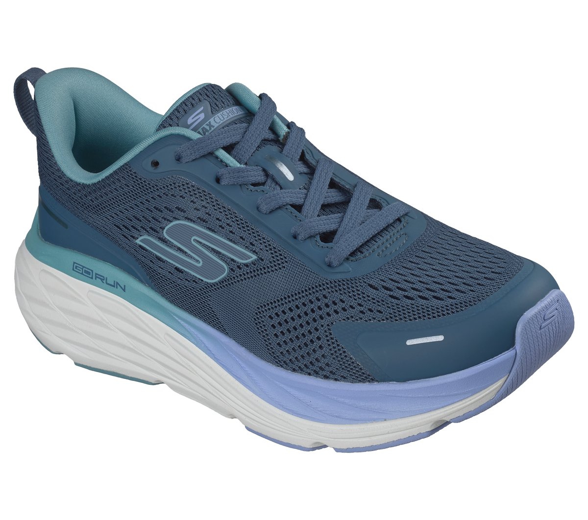 Skechers Max Cushioning Elite 3 Moyen Width en Bleu Marine/Turquoise, Vegan, Lavable en machine