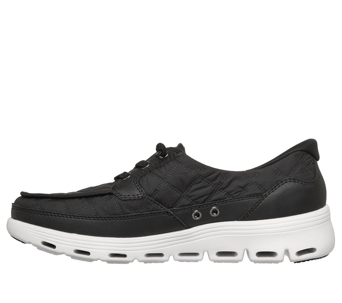 Skechers Slip-ins: Glide-Step Serene - Cozy Fit Newport Chaussures Moyen Width en Noir/Blanc, Vegan, Lavable en machine