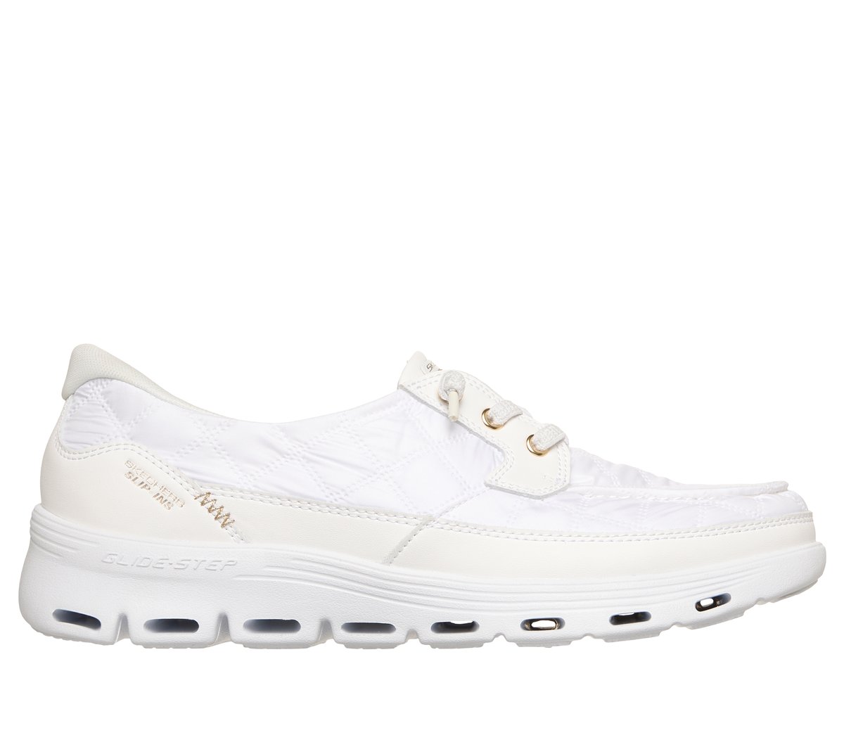 Skechers Slip-ins: Glide-Step Serene - Cozy Fit Newport en Blanco/Oro, talla 37, Vegan