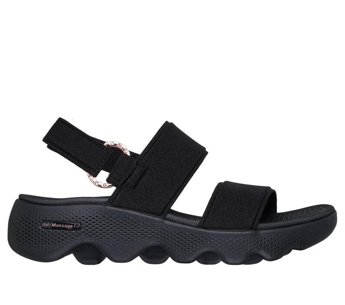 Skechers GO WALK Massage Fit - Renee en Negro/Oro Rosa, talla 36, Vegan